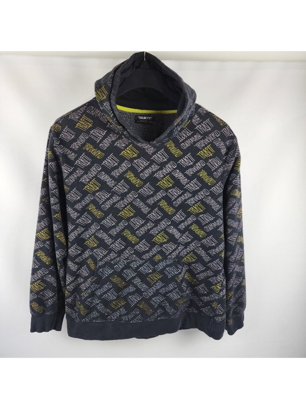 Trukfit Hoodie Mens XL Black Lil Wayne Hip Hop All Over Spellout Logo Sweatshirt